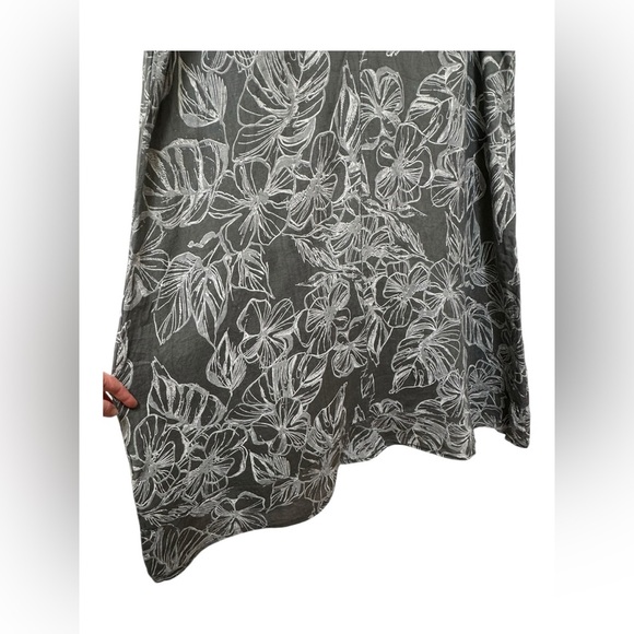 ✨ 36. Linen floral palm print sleeveless dress in plus size 3X - Picture 15 of 15